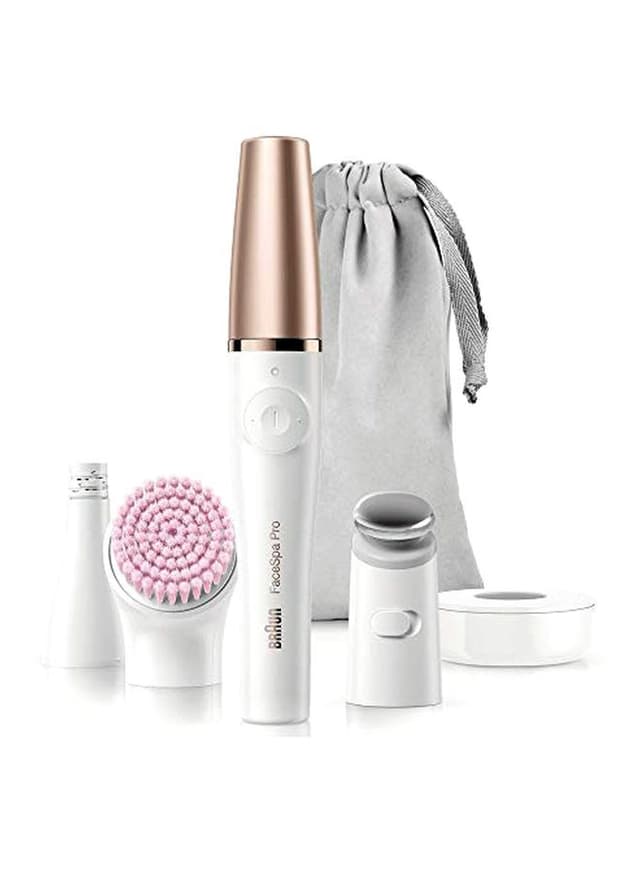 BRAUN 3 in 1 Facial Epilating, Cleansing & Skin Toning System With 5 Extras Gold/White/Grey