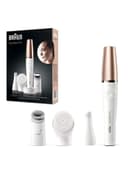BRAUN 3 in 1 Facial Epilating, Cleansing & Skin Toning System With 5 Extras Gold/White/Grey