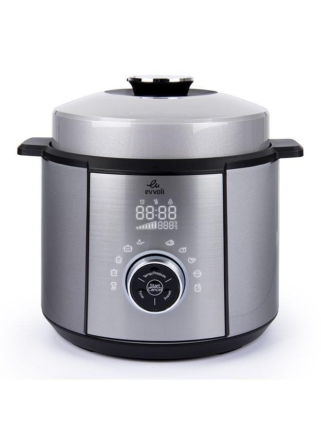 evvoli 10 In 1 Multi Use Programmable Pressure Cooker 6 Litter 10 Cook Settings 1100W With 15 Smart Safety Protection Modules 5.5 l 1100 W EVKA PC6010S Silver/Black