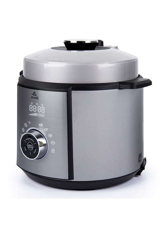 evvoli 10 In 1 Multi Use Programmable Pressure Cooker 6 Litter 10 Cook Settings 1100W With 15 Smart Safety Protection Modules 5.5 l 1100 W EVKA PC6010S Silver/Black