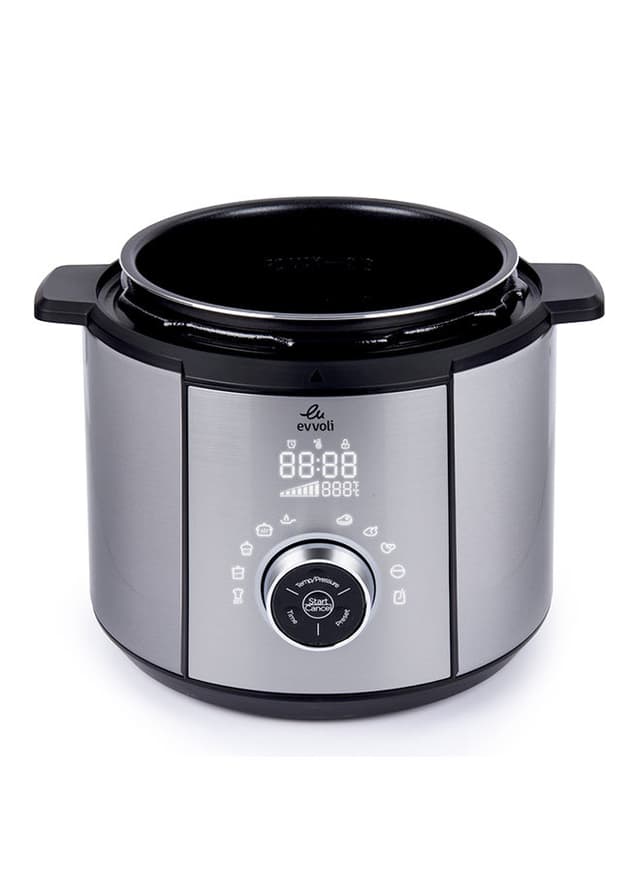 evvoli 10 In 1 Multi Use Programmable Pressure Cooker 6 Litter 10 Cook Settings 1100W With 15 Smart Safety Protection Modules 5.5 l 1100 W EVKA PC6010S Silver/Black