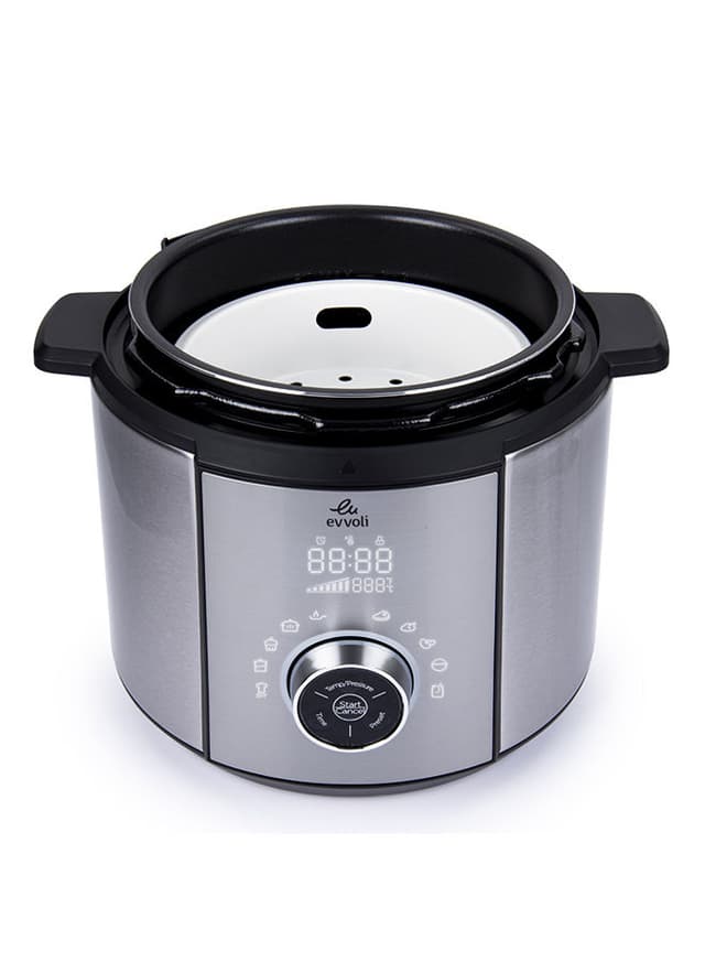 evvoli 10 In 1 Multi Use Programmable Pressure Cooker 6 Litter 10 Cook Settings 1100W With 15 Smart Safety Protection Modules 5.5 l 1100 W EVKA PC6010S Silver/Black