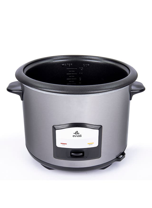 evvoli 2 In 1 Rice Cooker with Steamer Up To 12 Cup Of Rise non stick 6.5 l 750 W EVKA RC6501S Silver/Black