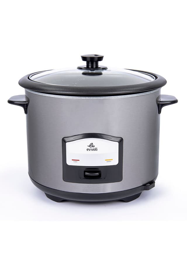 evvoli 2 In 1 Rice Cooker with Steamer Up To 12 Cup Of Rise non stick 6.5 l 750 W EVKA RC6501S Silver/Black