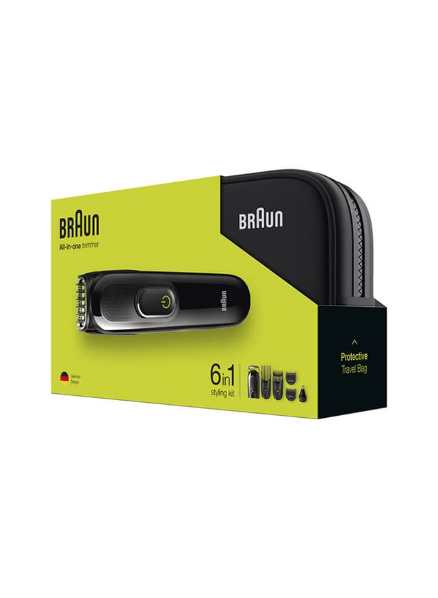 BRAUN MGK 3921 TS All in One Trimmer, 6 in 1 Styling Kit with Hard Case Black 8.59 x 18.49 x26.1cm