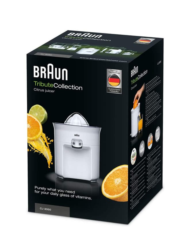 BRAUN Tribute Collection White Citrus Juicer 350 ml 60 W CJ3050 Clear/White