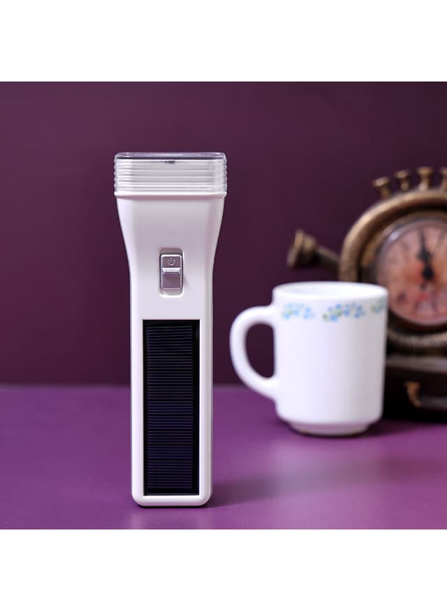 Krypton Led Rechargeable Flashlight With Solar Panel White/Black/Clear