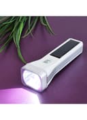 Krypton Led Rechargeable Flashlight With Solar Panel White/Black/Clear