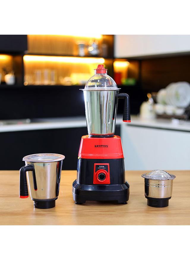 Krypton 3 In 1 Mixer Grinder With Stainless Steel Blades & Unbreakable Lids 3 kg 550 W KNB6192 Red