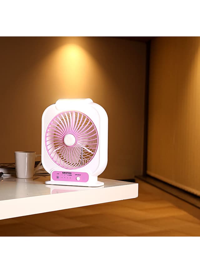 Krypton 8 inch Rechargeable Powerful Table Fan With LED Night Light 900 g 45 W KNF222 White