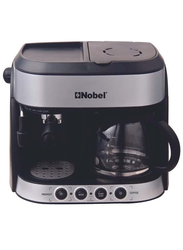 ماكينة صنع القهوة الكهربائية بضغط 15 بار 1.25 لتر NOBEL Coffee Machine With Frother And Espresso