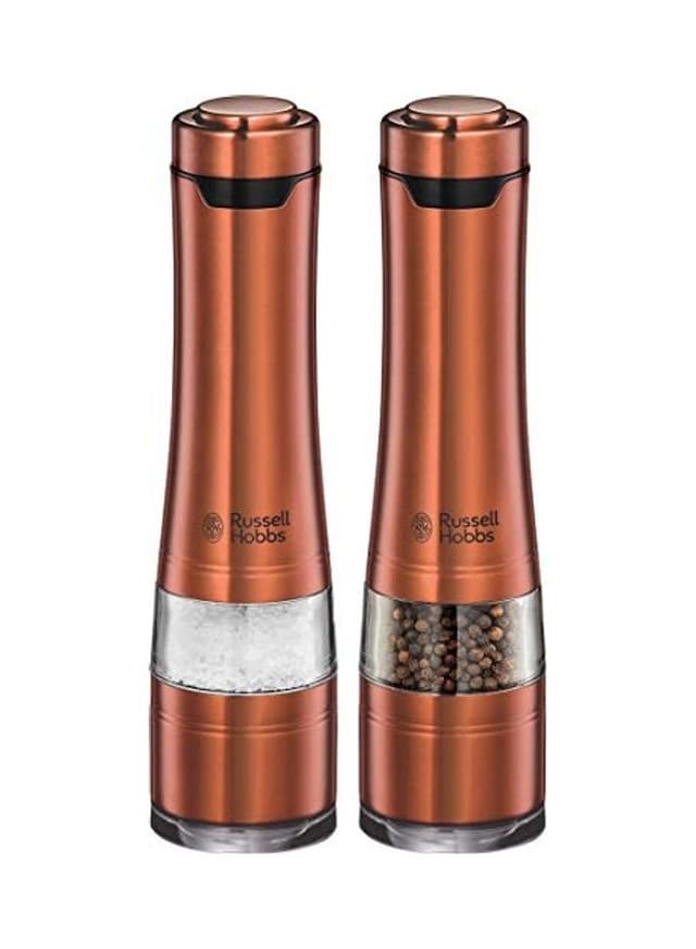 Russell Hobbs Stainless Steel Electric Salt And Pepper Mill Set Brown