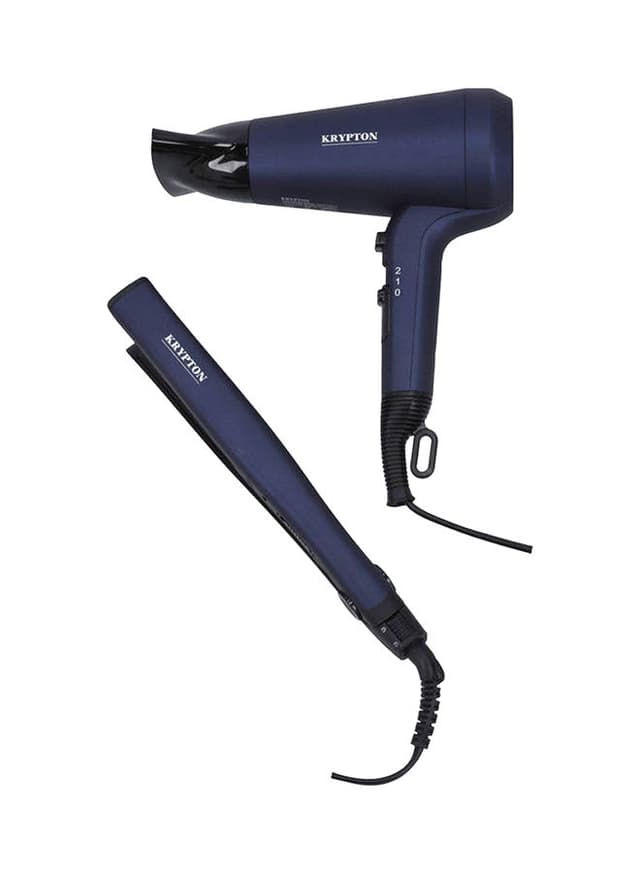Krypton Portable 2 In 1 Hair Dryer & Hair Straightener Black
