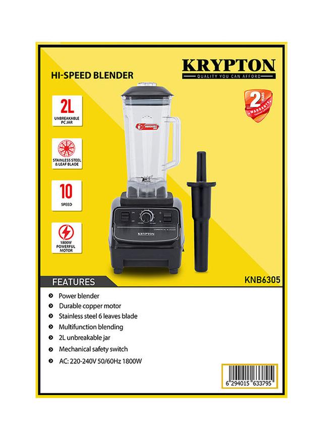 Krypton Hi Speed Blender, Unbreakable PC 2L Jar, With 10 Speed 2 kg 1800 W KNB6305 Black - SW1hZ2U6MjU3MTY4
