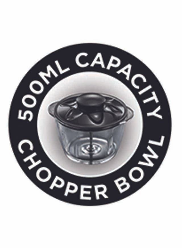 Russell Hobbs Desire Matte Black Electric Mini Chopper With Capacity Glass Bowl 200 kW 24662 Black