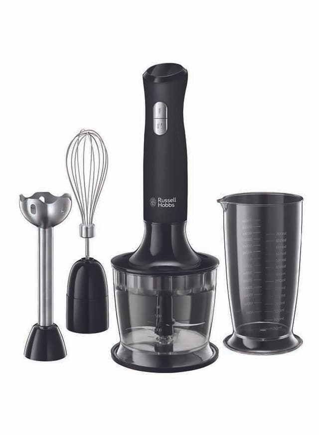 Russell Hobbs Desire Matte Black 2 Speed 3 In 1 Hand Blender Electric Whisk And Vegetable Chopper Attachments 500 kW 24702 Black