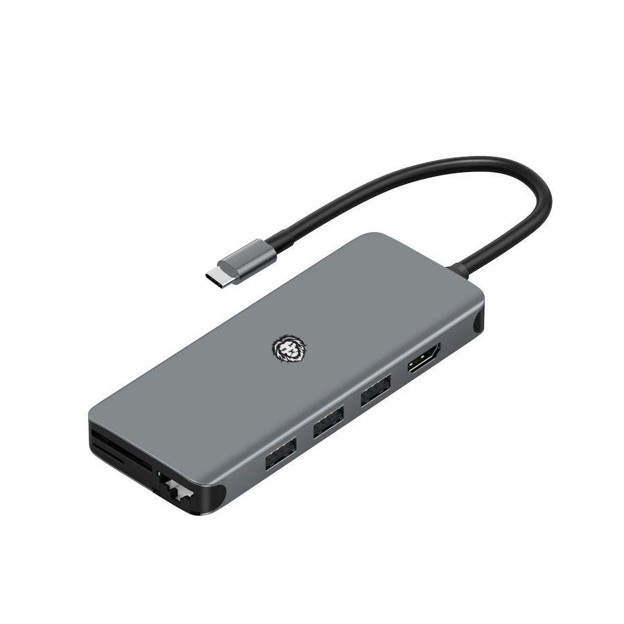 محول متعدد المنافذ من Type-C To 12 in 1 USB-C Hub - Green