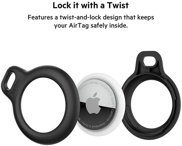 علاقة مفاتيح آبل لون أسود Belkin Secure Holder with Key Ring for Apple Airtag - SW1hZ2U6MzE3Mzg5