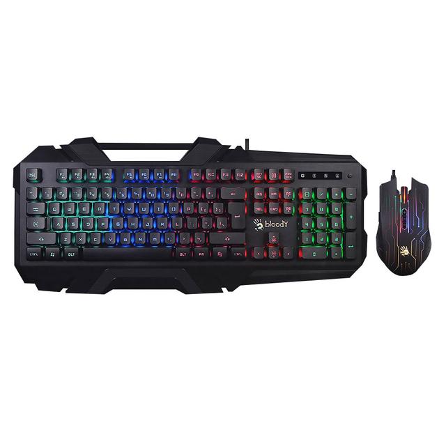 ماوس قيمنق سلكية مع كيبورد لون أسود Bloody Illuminate Gaming Desktop Mouse and Key Board (RGB) - SW1hZ2U6MzE4NjY4