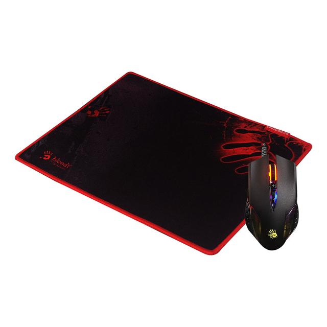 ماوس قيمنق سلكية مع ماوس باد لون أسود و أحمر Bloody Neon X`Glide Gaming Mouse and Mouse Pad Bundle - SW1hZ2U6MzA3ODE5