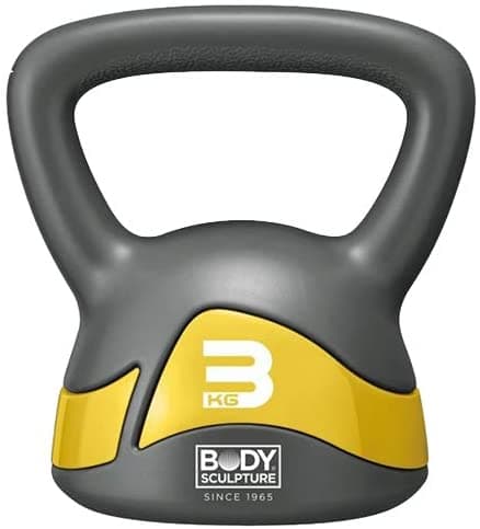 دامبل 3 كيلو غرام  Body Sculpture GRY/YLW Soft Iron Kettlebell