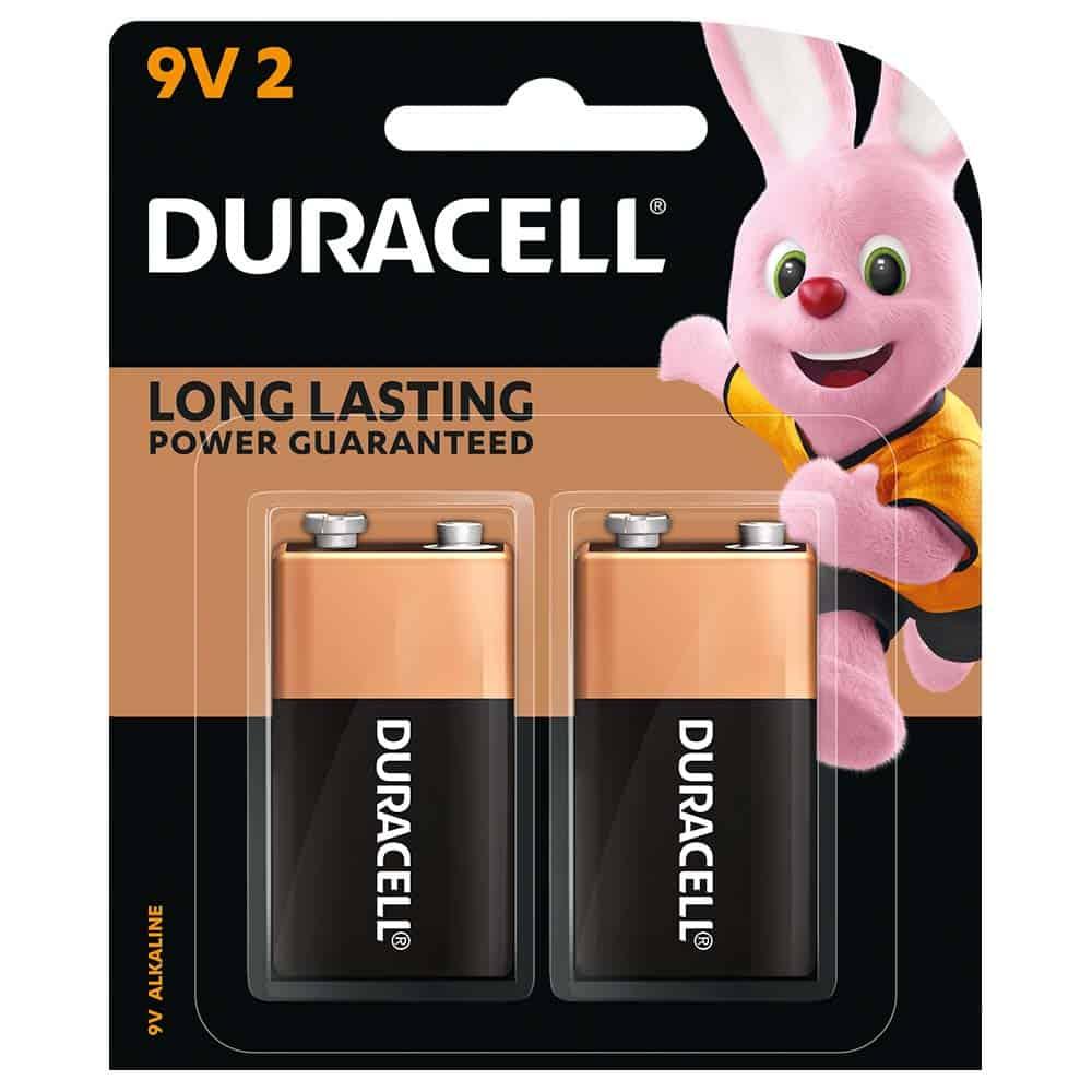 Duracell 9v 1.5V Alkaline Battery, 2 Packet / 4 Pieces