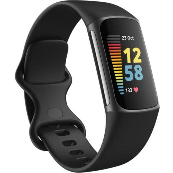 Fitbit Charge 5 Fitness Wristband with Heart Rate Tracker - Black/Graphite Stainless Steel