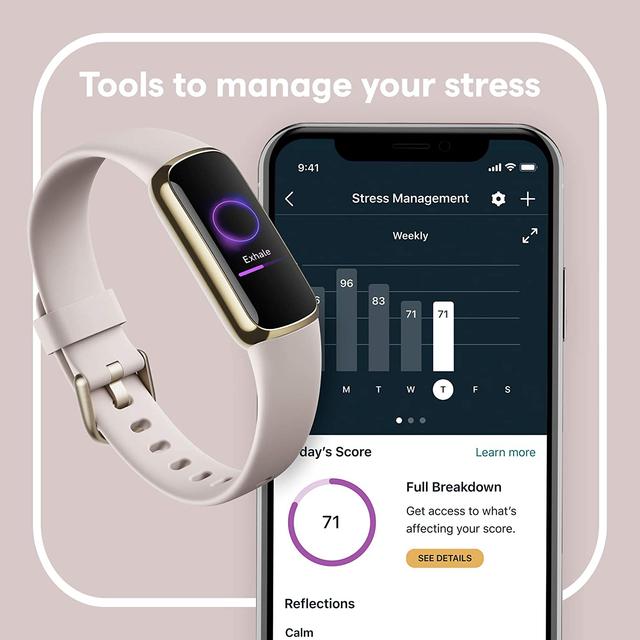 Fitbit Luxe Fitness and Wellness Tracker - Soft Gold/White - SW1hZ2U6MzE3Mjk3