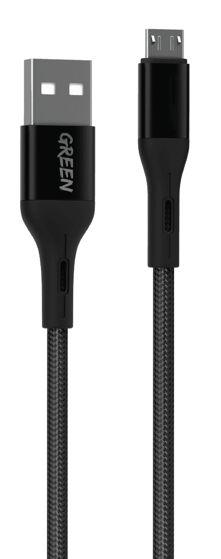 Green Lion Green Braided Micro USB Cable 3m 2A - Black