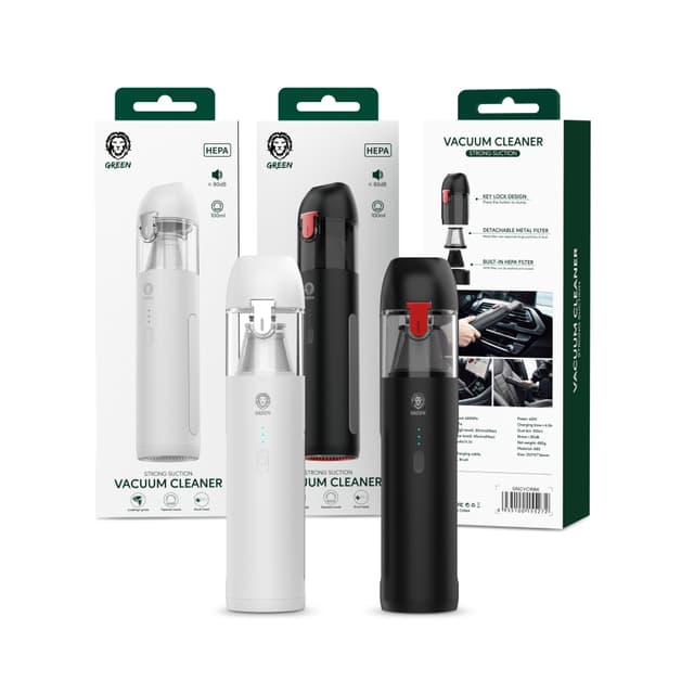 مكنسة كهربائية للسيارة ( بسعة 100 مل وقوة 65 واط ) - أسود  Green - Car Vacuum Cleaner