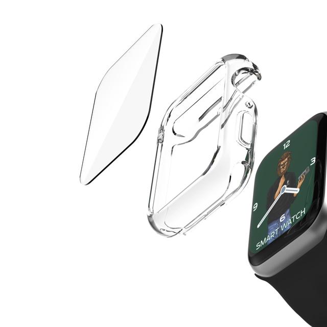 كفر ساعة ابل (  مع لصقة حماية الشاشة ) - شفاف Green - Guard Pro TPU Case with Glass for Apple Watch 40MM - SW1hZ2U6MzEzMDky