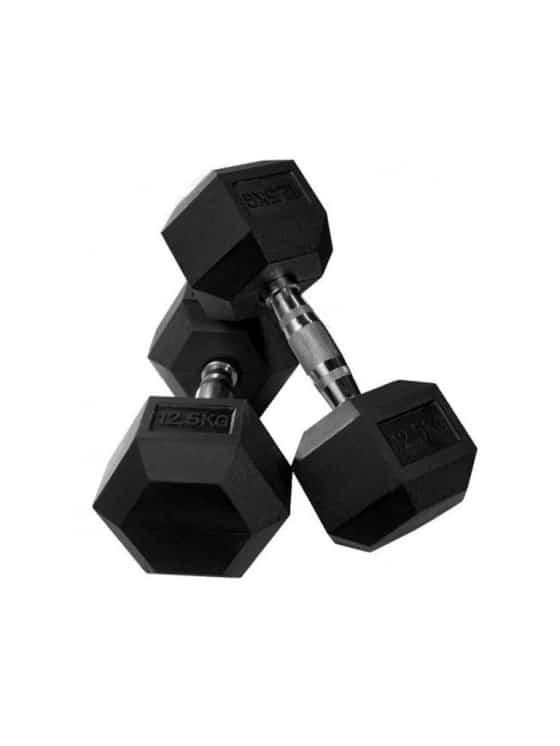 دامبل بوزن 12.5 × 2 كغ Rubber Coated Fixed Hex Dumbbell - Harley Fitness