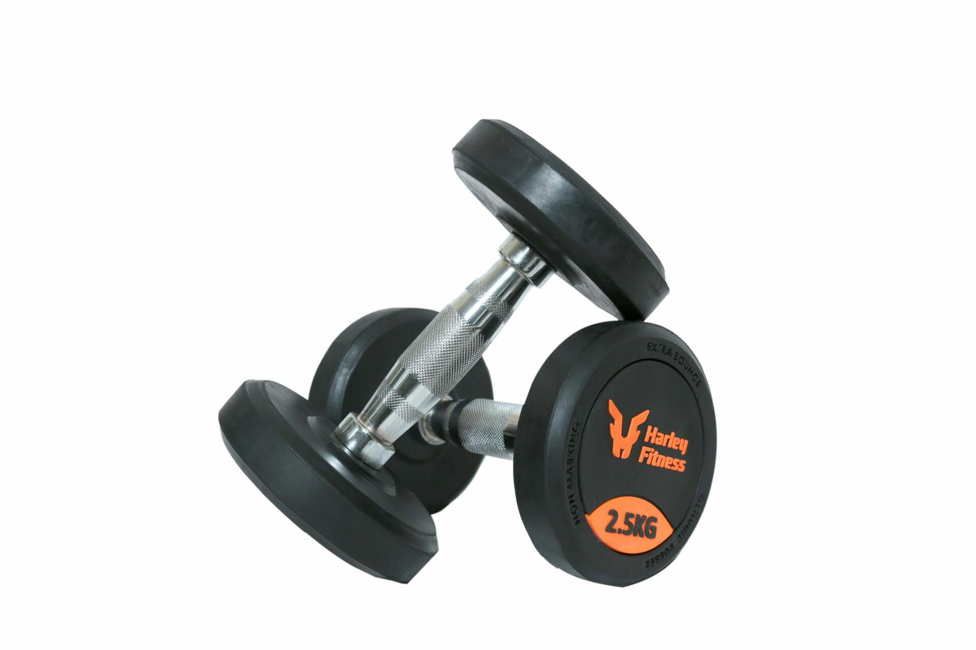 Harley Fitness 2.5kg Premium Rubber Coated Bouncing Round Dumbbells 1 Pair