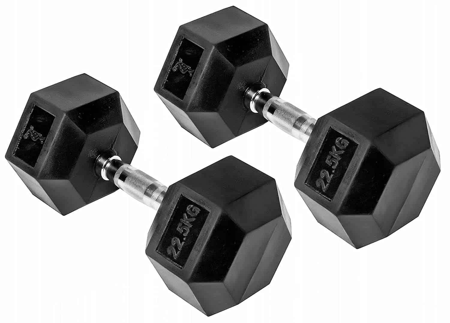 دامبل بوزن 22.5 × 2 كغ Rubber Coated Fixed Hex Dumbbell - Harley Fitness