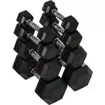 Harley Fitness 27.5kgs Rubber Coated Fixed hex Dumbbell Set