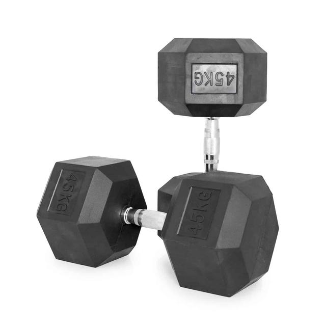 دامبل بوزن 45 كغ Rubber Coated Fixed Hex Dumbbell - Harley Fitness - SW1hZ2U6MzIwOTY3