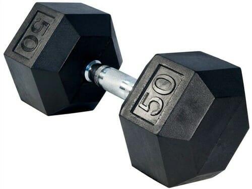 دامبل بوزن 50 كغ Rubber Coated Fixed Hex Dumbbell - Harley Fitness