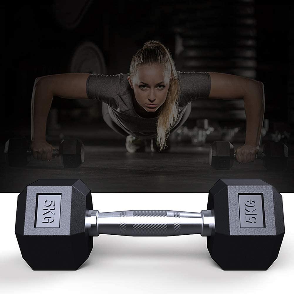 دامبل بوزن 5 كغ Rubber Coated Fixed Hex Dumbbell - Harley Fitness