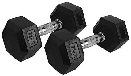 دامبل بوزن 7.5 كغ Rubber Coated Fixed Hex Dumbbell - Harley Fitness - SW1hZ2U6MzIwMTkz