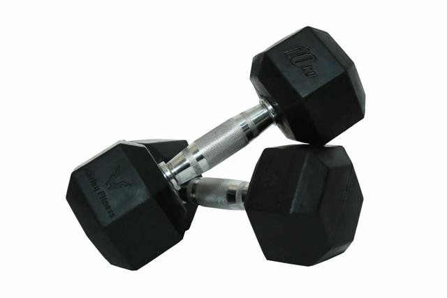 دامبل بوزن 10 كغ Rubber Coated Fixed Hex Dumbbell - Harley Fitness - SW1hZ2U6MzIyMjY5