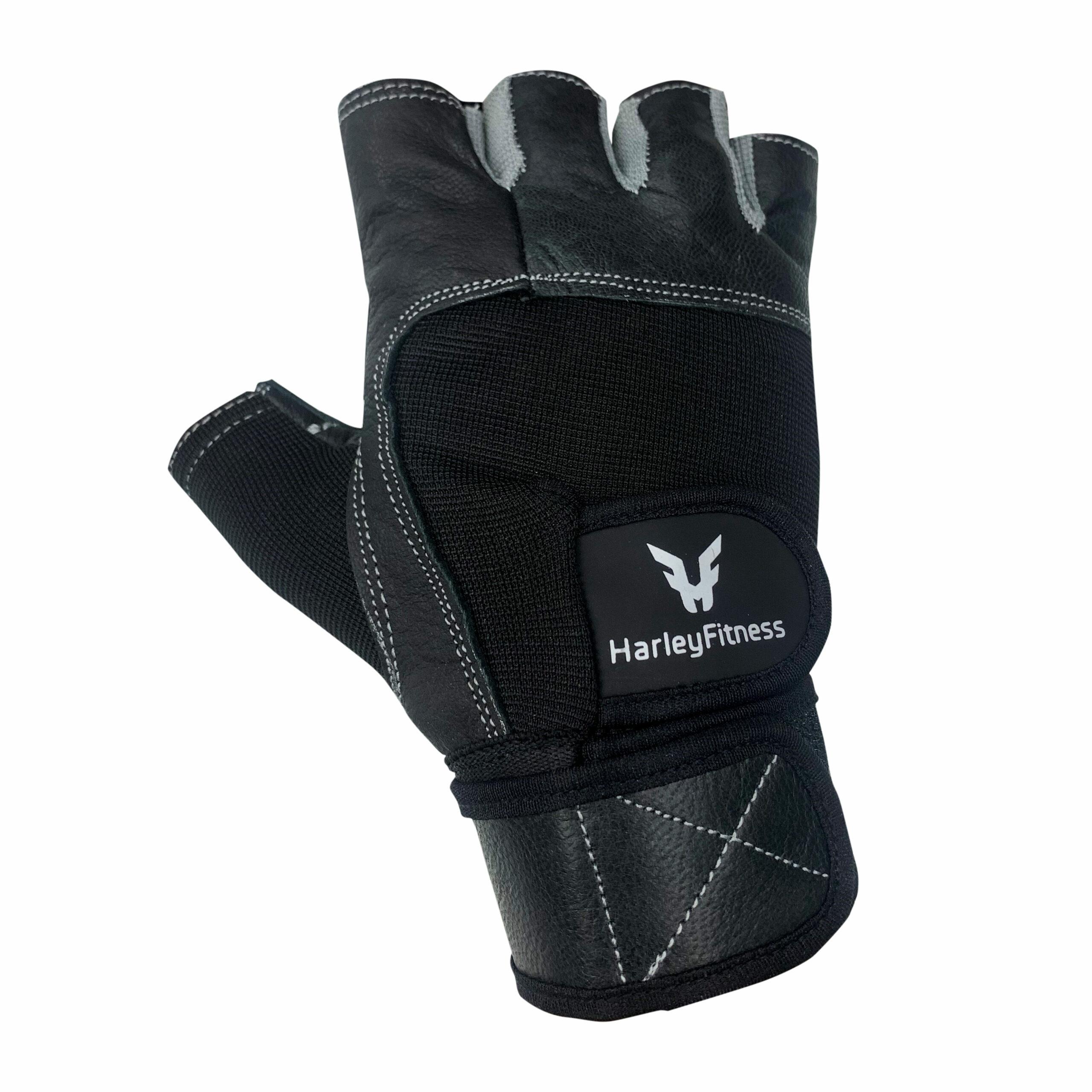 Harley Fitness Race Black Genuine Leather Gym Gloves