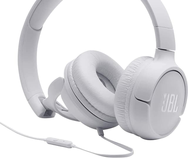 JBL T500 Wired On-Ear Headphones - White