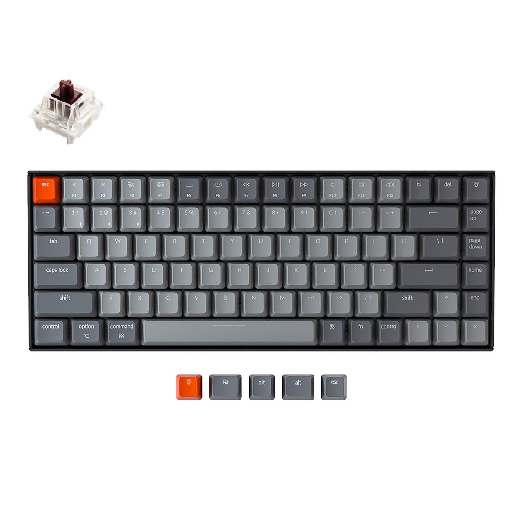 Keychron K2 84 Gateron Mechanical Keyboard with RGB- Brown Switch and Aluminum Frame