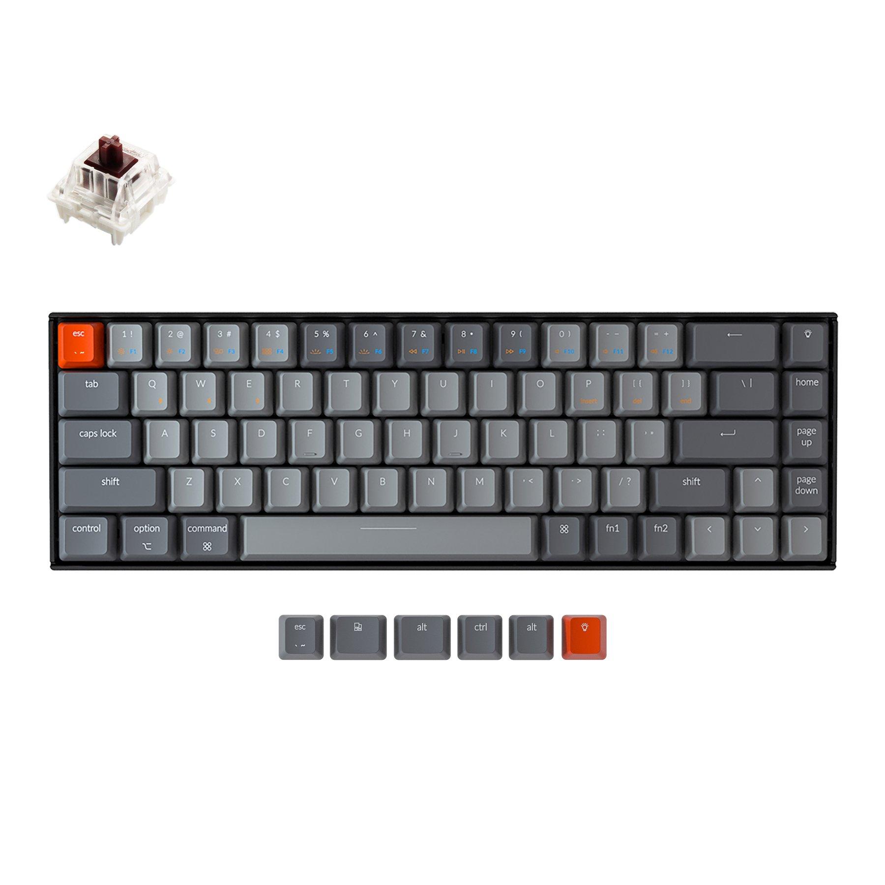 Keychron K6 68 Gateron Mechanical Keyboard with RGB- Brown Switch and Aluminum Frame