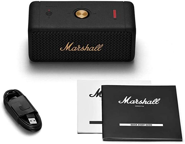 مكبر صوت بلوتوث لون أسود Emberton Compact Portable Wireless Speaker - Marshall - SW1hZ2U6MzE3NjI2