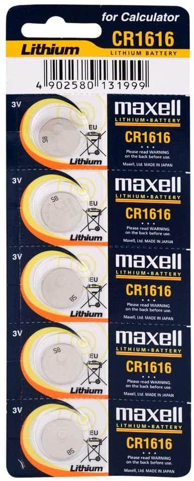Maxell CR1616 Lithium Battery 3V Pack of 5