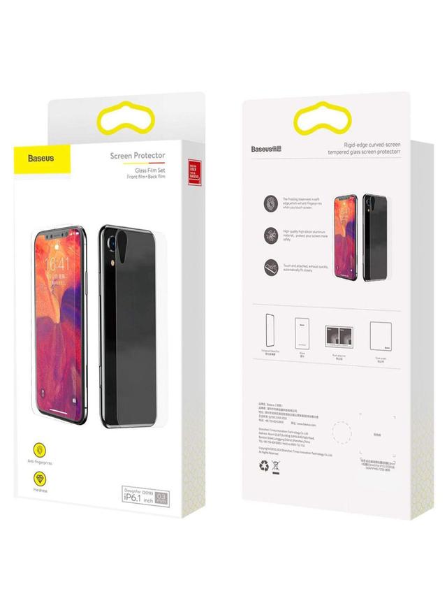 Baseus Front And Back Tempered Glass Screen Protector For Apple iPhone XR Clear - SW1hZ2U6MzI2Mzg3