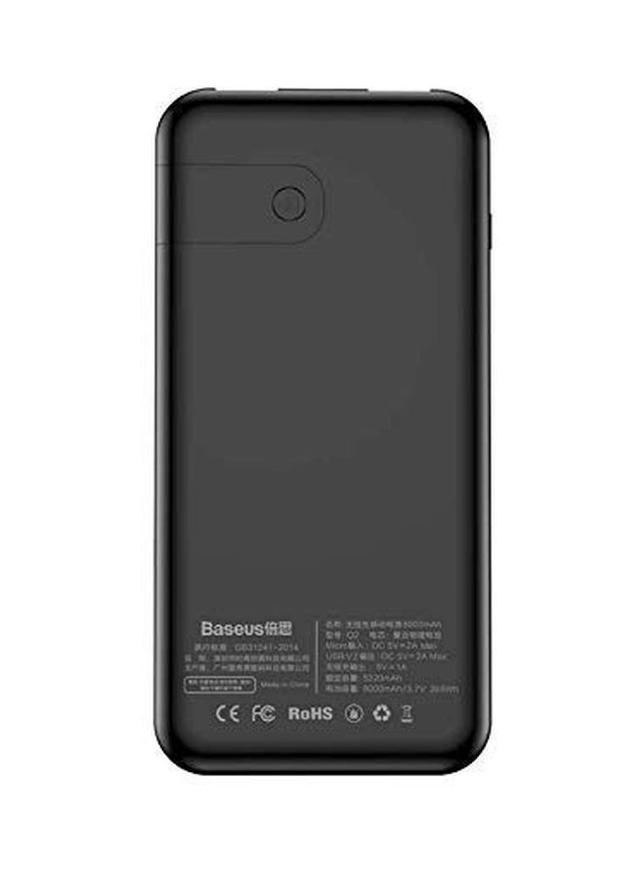 Baseus 8000 mAh 8000 mAh QI Wireless Charger 2A Dual USB Power Bank Black