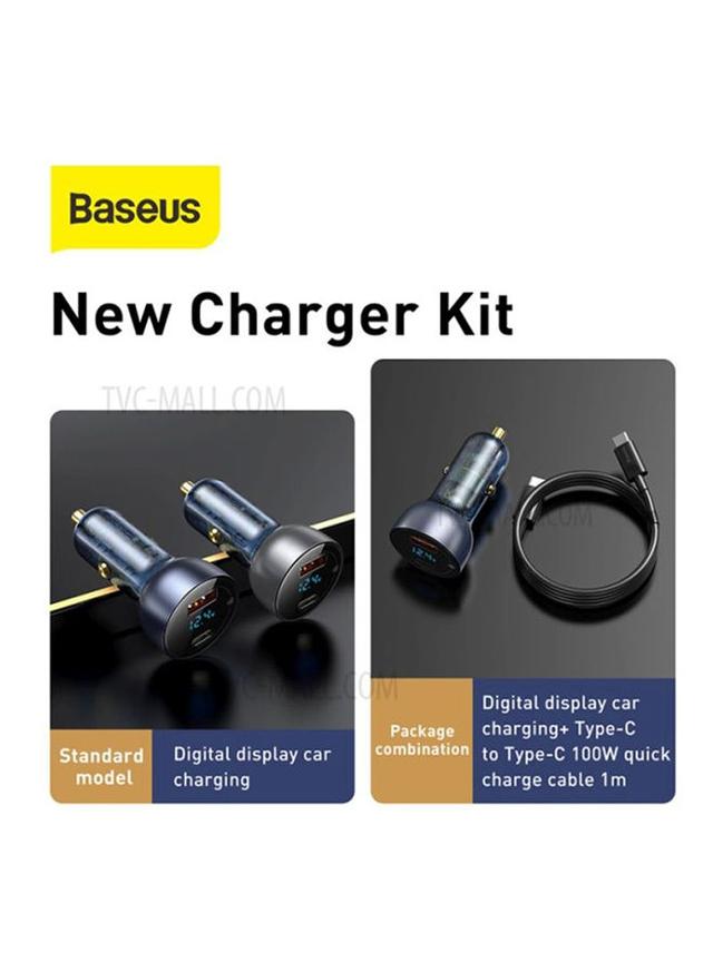 Baseus Digital Display QC+PPS Dual Quick Car Charger with Type-C Cable 65W - SW1hZ2U6MzI2MDMw