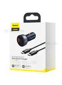 شاحن سيارة مع كيبل شحن باستطاعة Baseus Digital Display QC+PPS Dual Quick Car Charger with Type-C Cable 65W